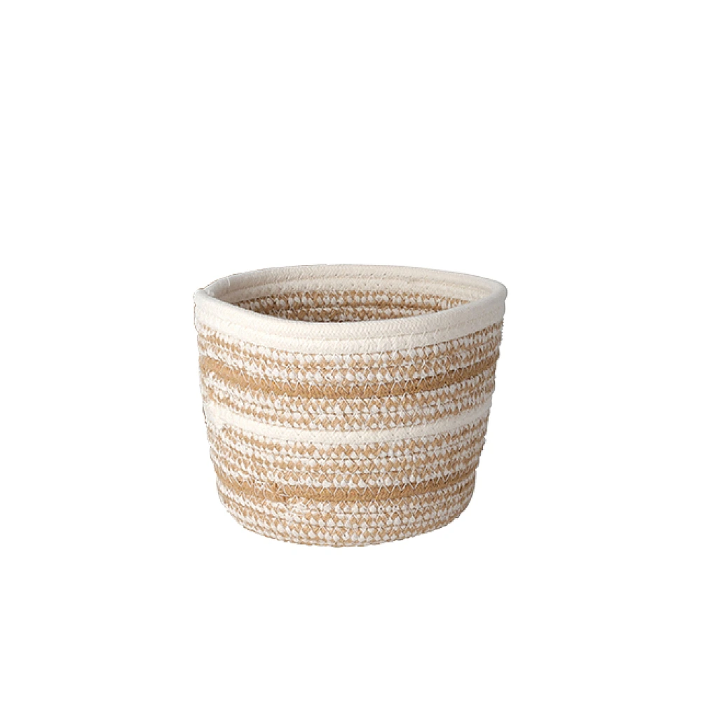 Cos împletit H&S 17X13cm, înalt, rotund, bej