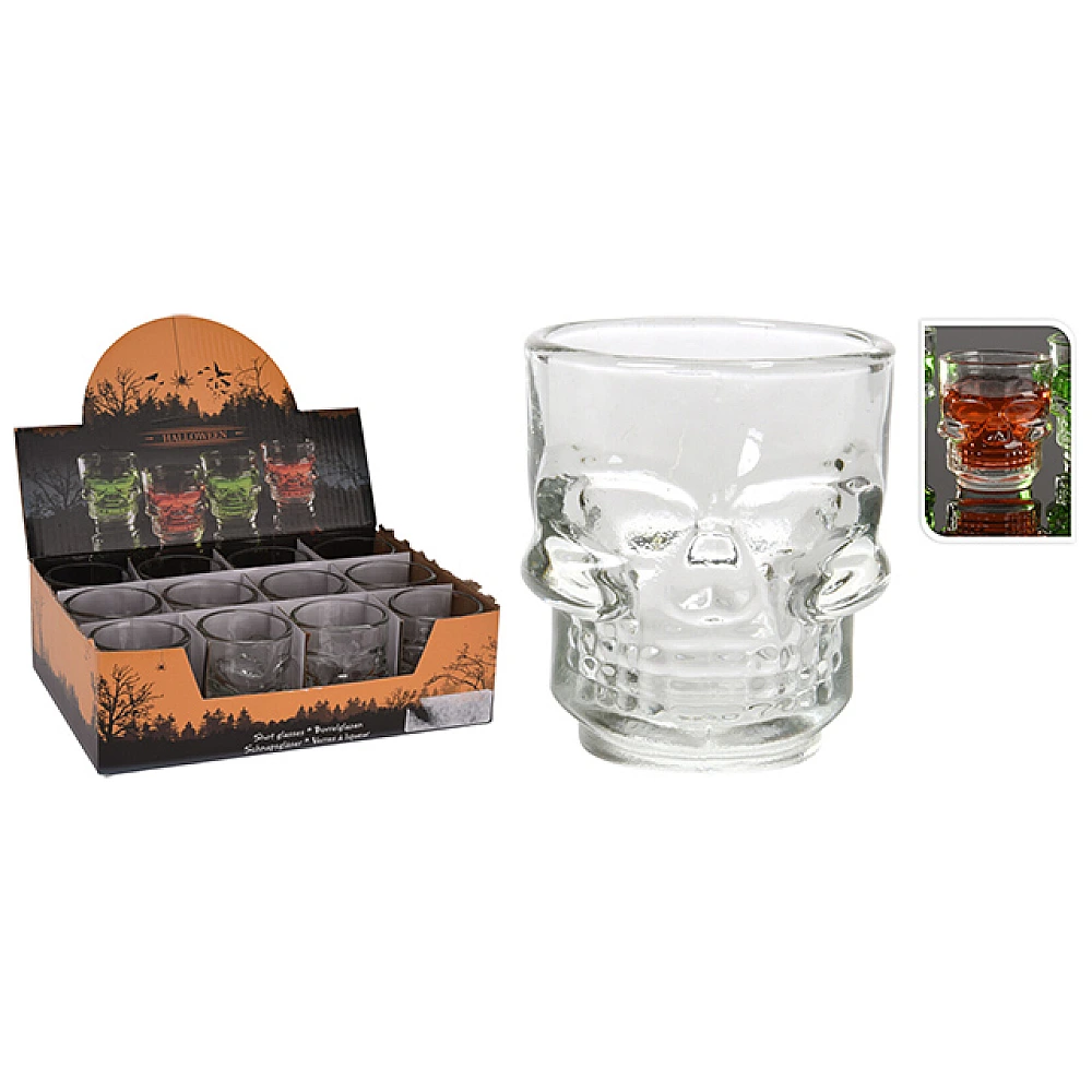 Pahar Halloween Craniu 40ml, sticla