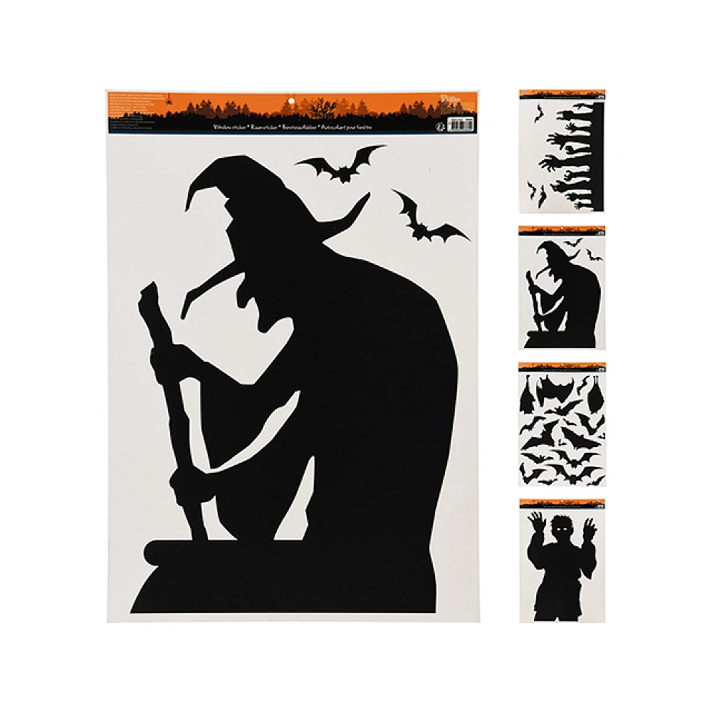 Autocolante pentru ferestre Halloween 60X42cm Vrajitoare, 4 modele
