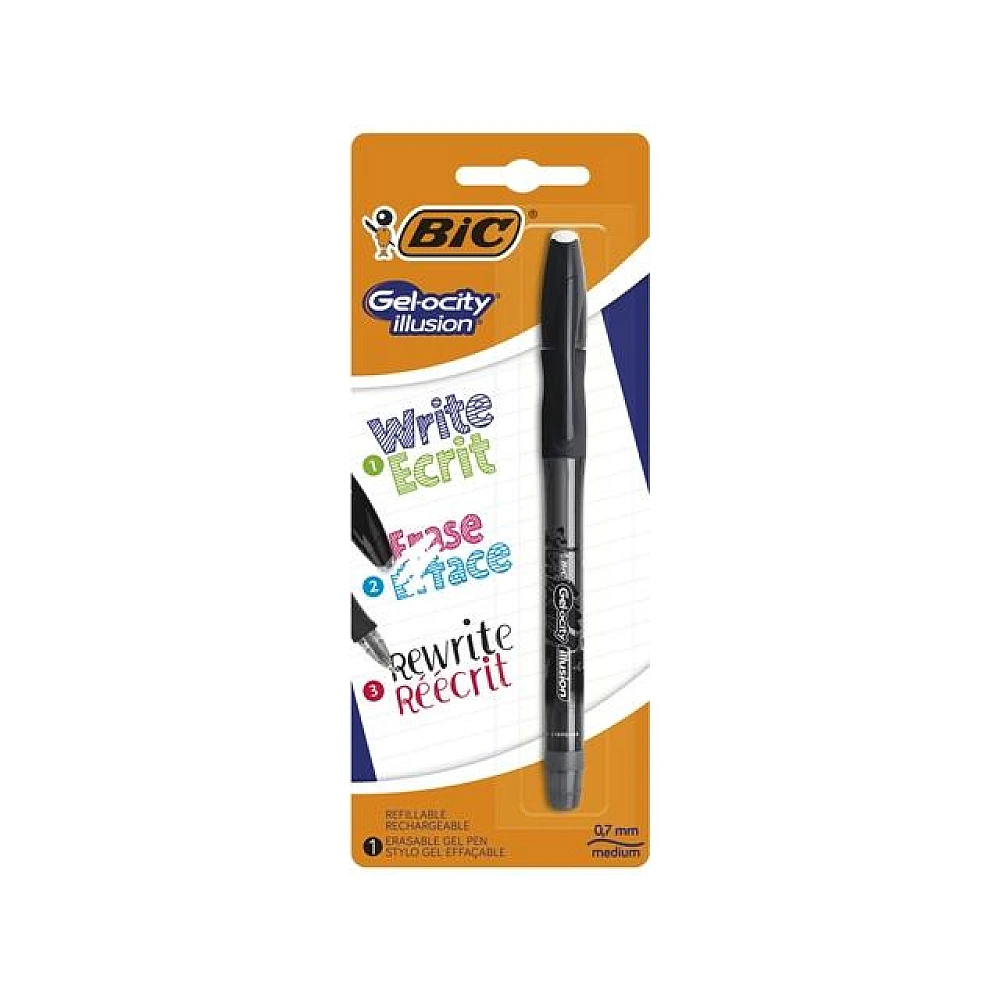 Pix gel roller BIC Gel-ocity Illusion cu gel termosensibil, negru