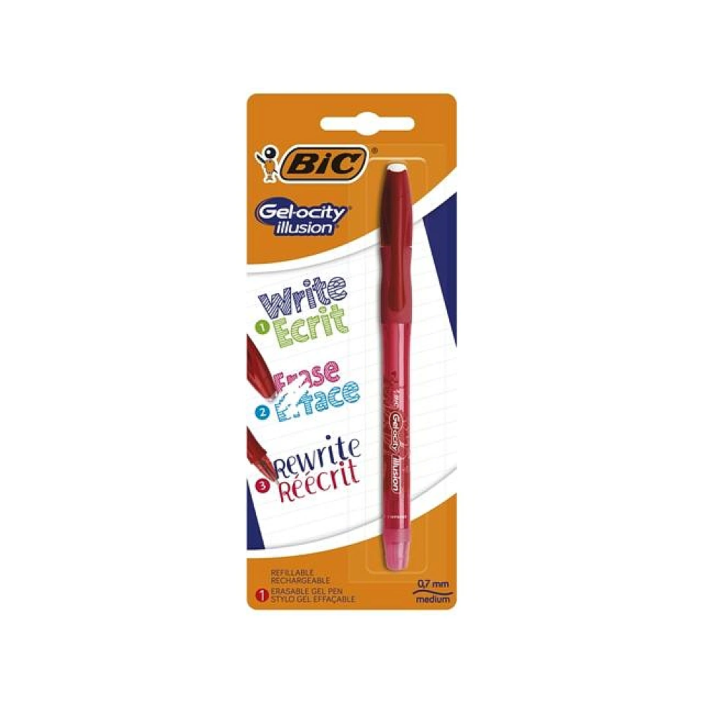 Pix gel roller BIC Gel-ocity Illusion cu gel termosensibil, rosu