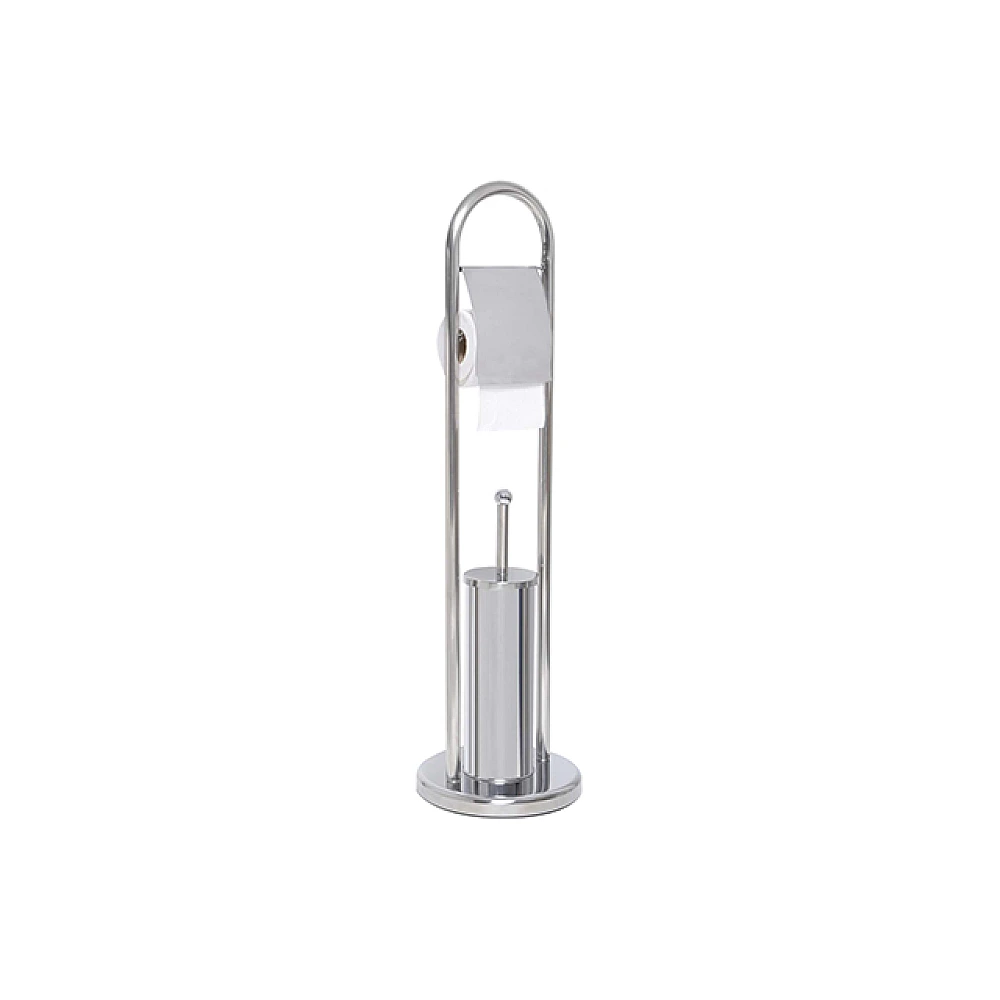 Perie WC cu suport si suport pentru hârtie Tendancee D22cm, H80cm, inox/crom