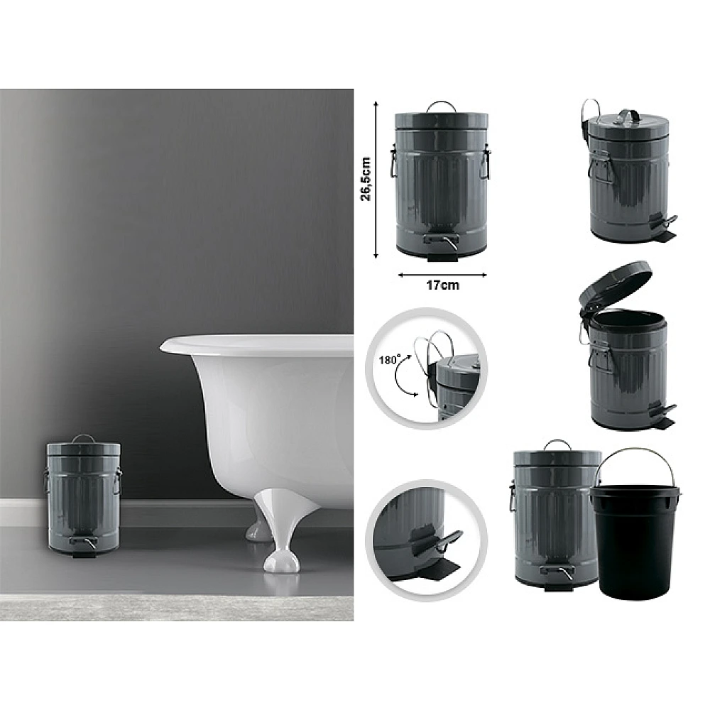 Cos pentru gunoi cu pedala MSV 3l, negru