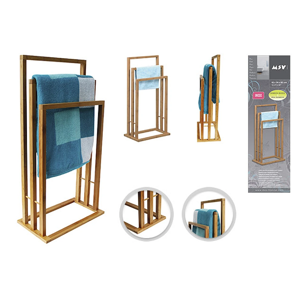 Suport pentru prosoape cu 3 nivele MSV 42X24X82cm, bambus