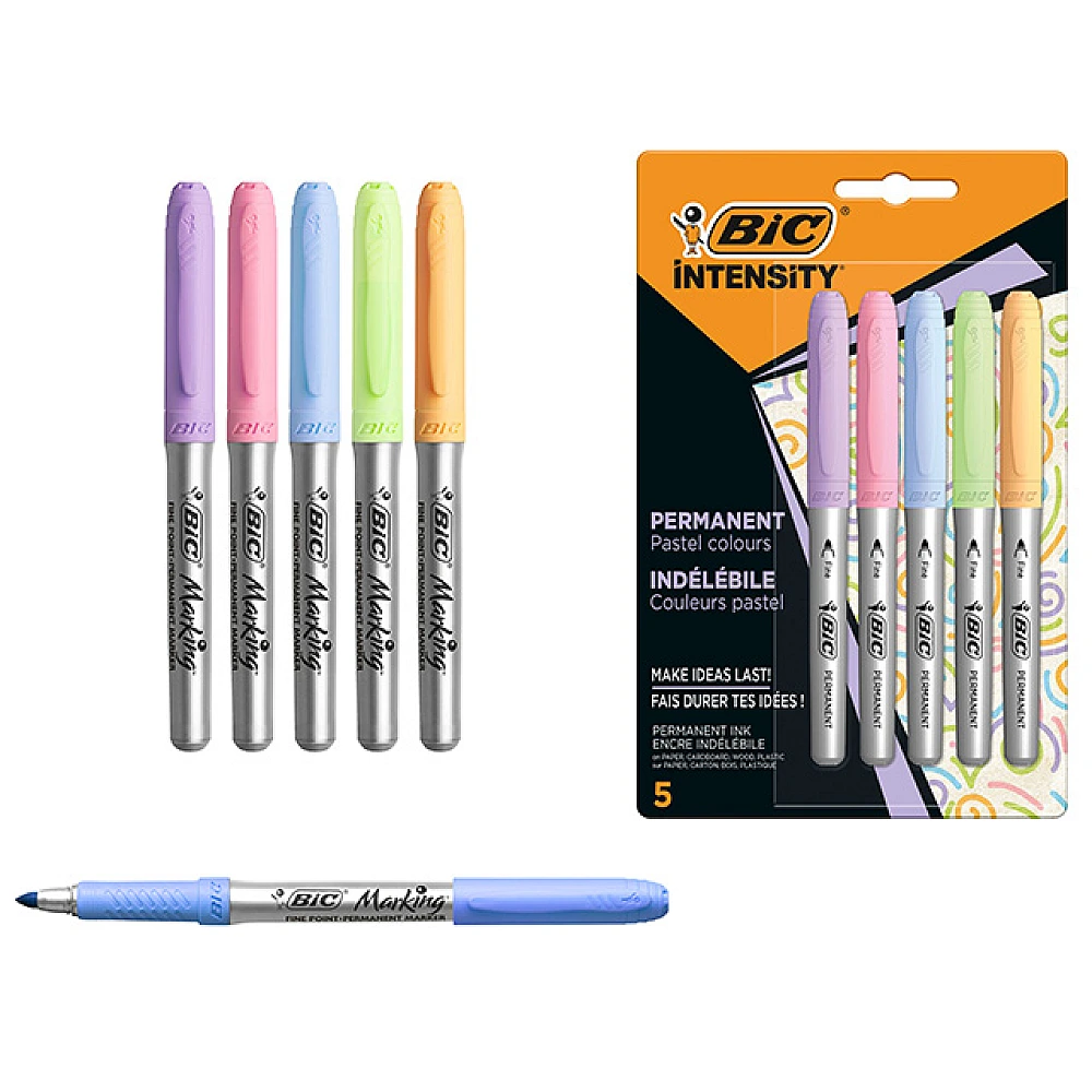Set 5 markere permanente colore BIC Pastel