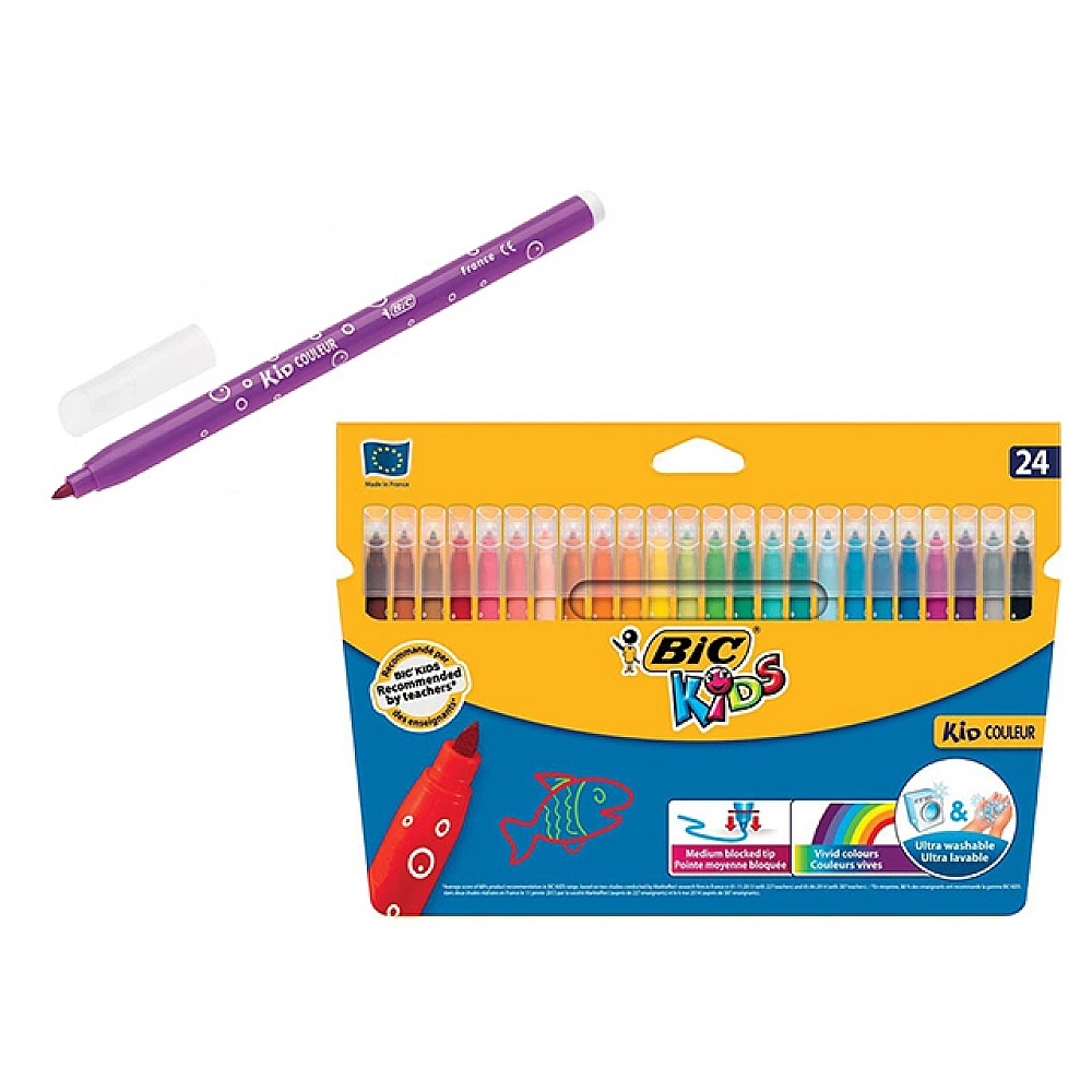 Set carioci 24buc lavabile BIC Kid Couleur