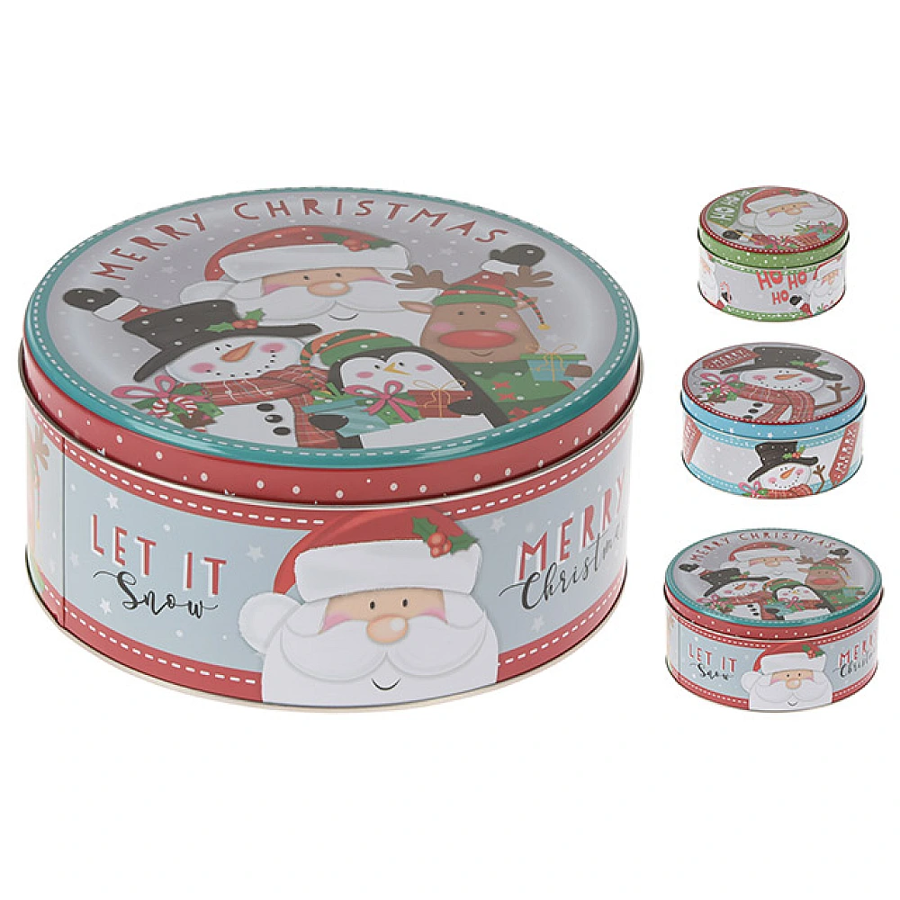 Set cutii de Craciun 3buc D14/D17/D20cm 