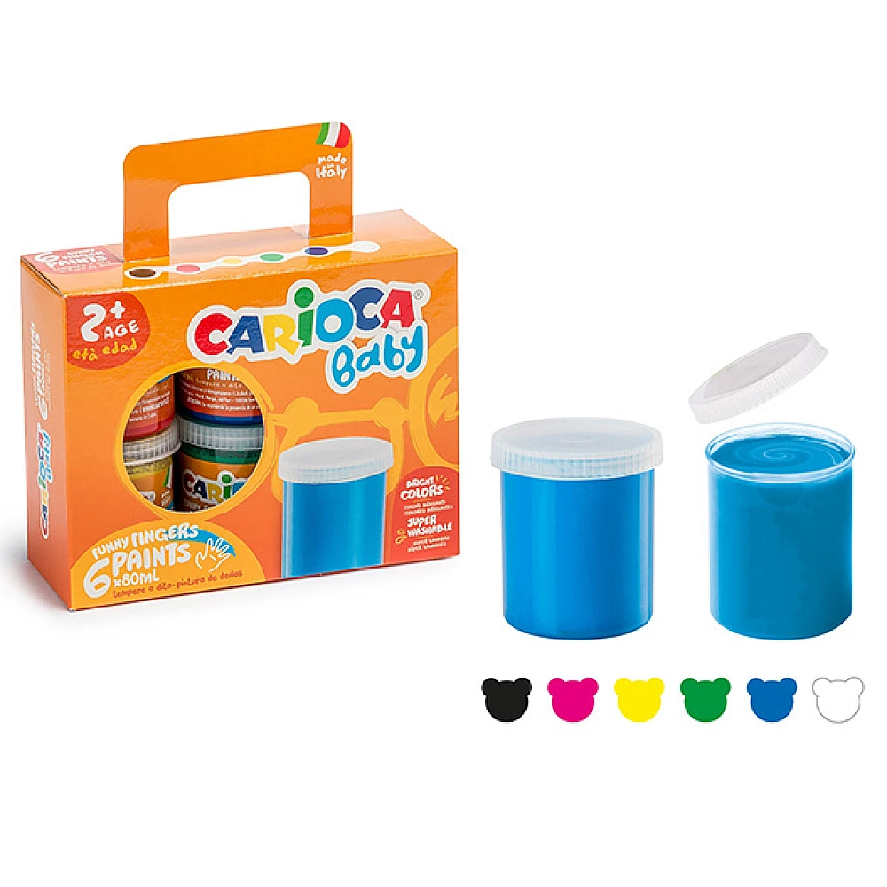 Vopsea pentru pictura cu degetele Carioca Baby Finger 6bucX80ml