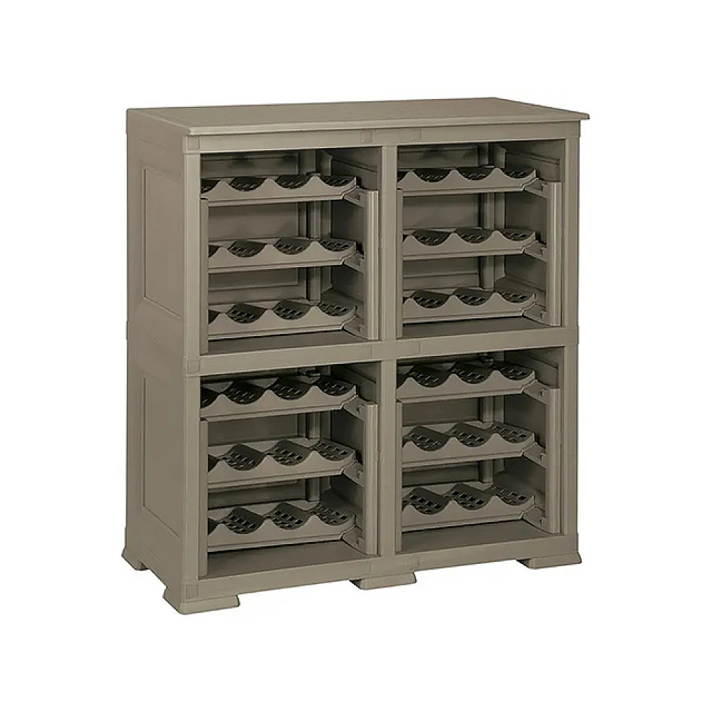 Etajera pentru depozitare 48 sticle, 4 module, 12 rafturi Omnimodus 79x42.5x85.5cm, culoare maro