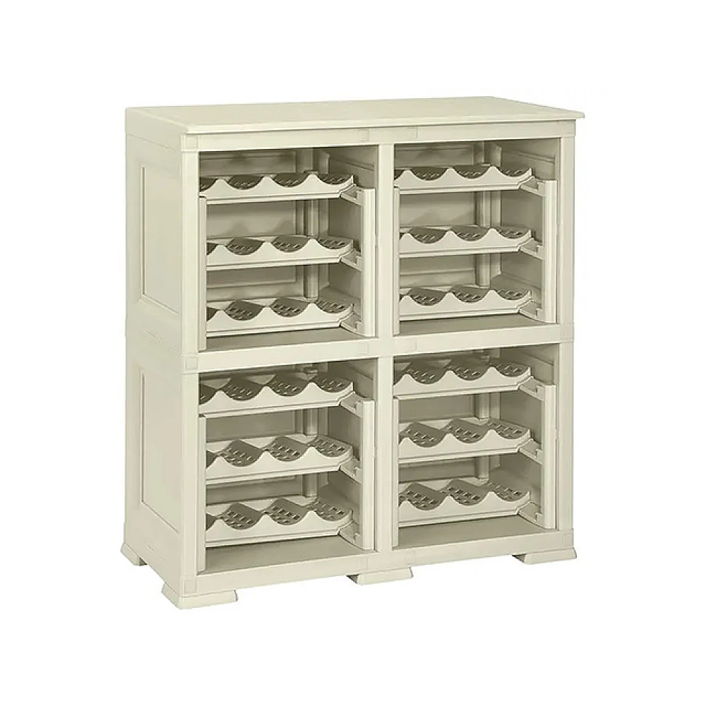 Etajera pentru depozitare 48 sticle, 4 module, 12 rafturi Omnimodus 79x42.5x85.5cm, culoarea bej