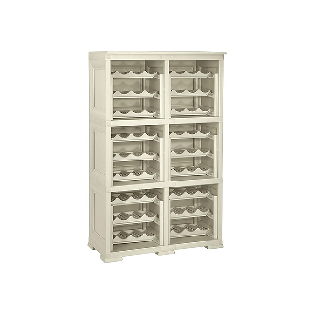 Etajera pentru depozitare 72 sticle, 6 module, 18 rafturi Omnimodus, culoarea bej