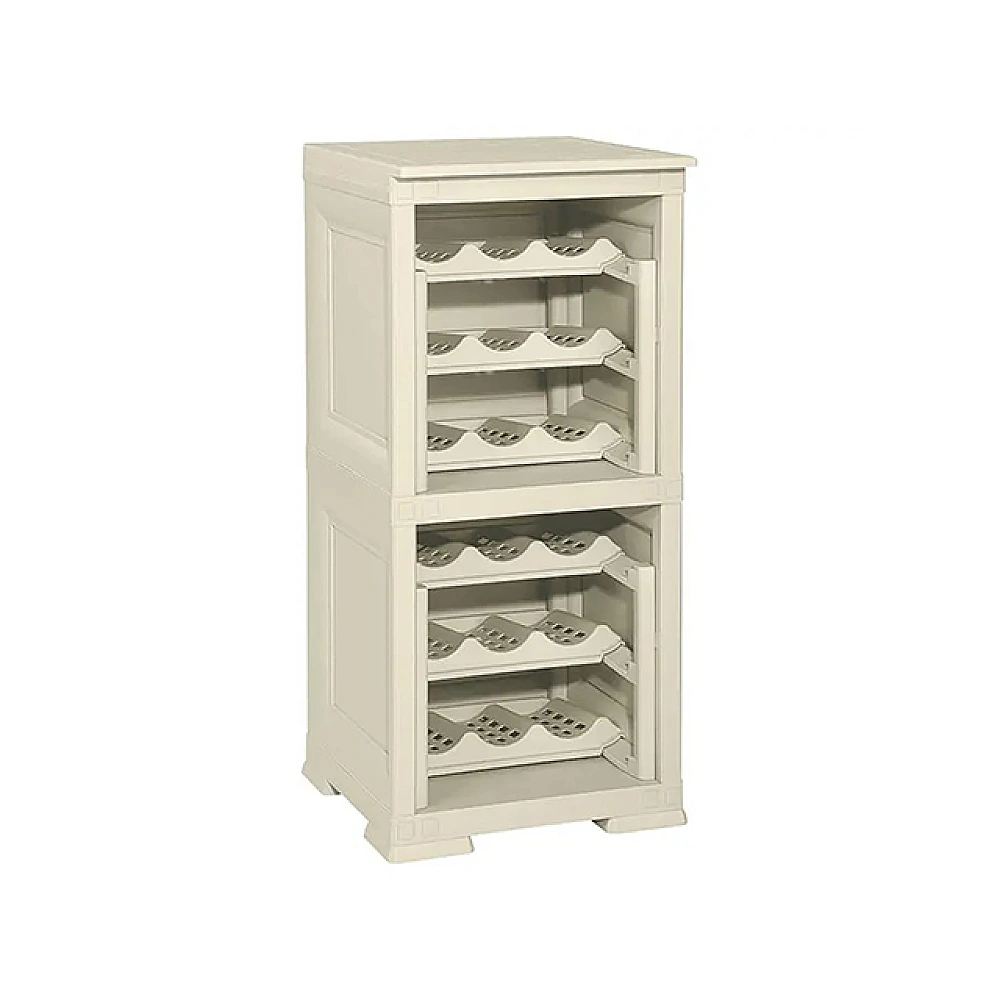 Etajera pentru depozitare 18 sticle, 2 module, 6 rafturi Omnimodus, culoarea bej