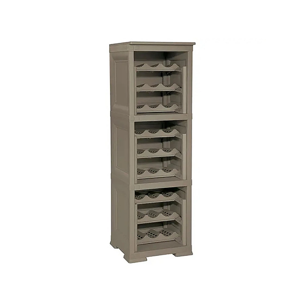 Etajera pentru depozitare 27 sticle, 3 module, 9 rafturi Omnimodus 40x42.5x125cm, culoare maro