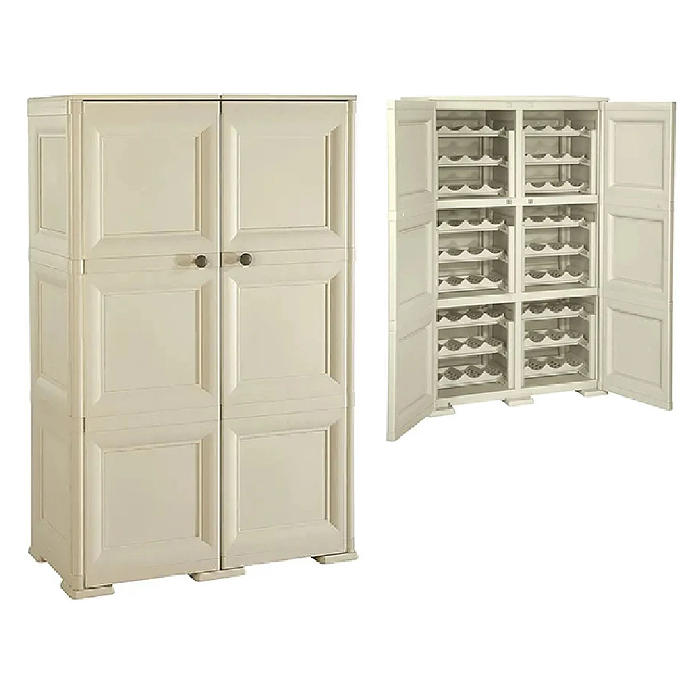 Dulap pentru depozitare 72 sticle vin 79X43X125cm Omnimodus, 6 module, 18 rafturi, bej