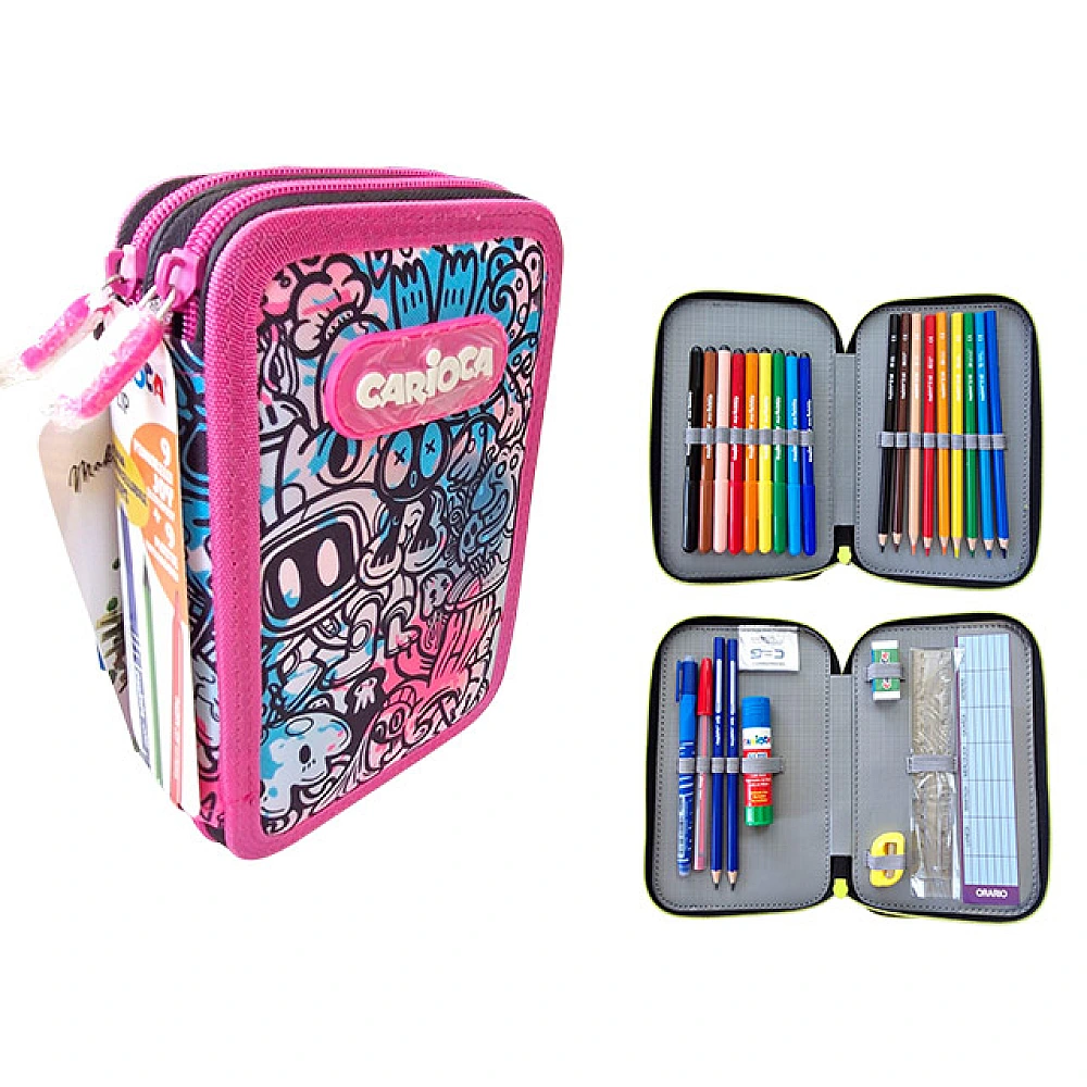 Penar Carioca 2zip Comics Pink cu accesorii, textil