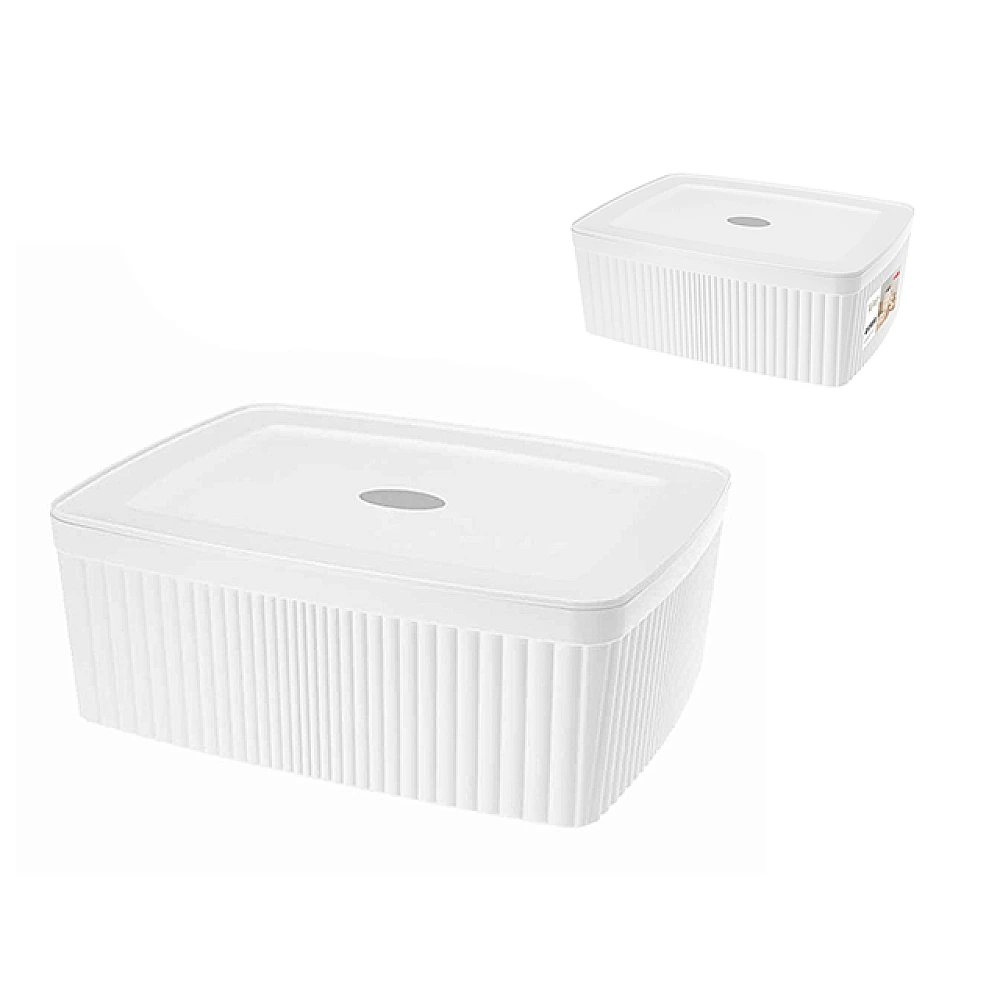 Cutie de depozitare Econova Velvet 6.55l, 29.5X22.5X11cm, albă, cu capac