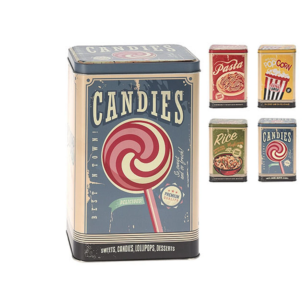 Recipient metalic Nostalgic 19X12X10cm Sweets, 4culori