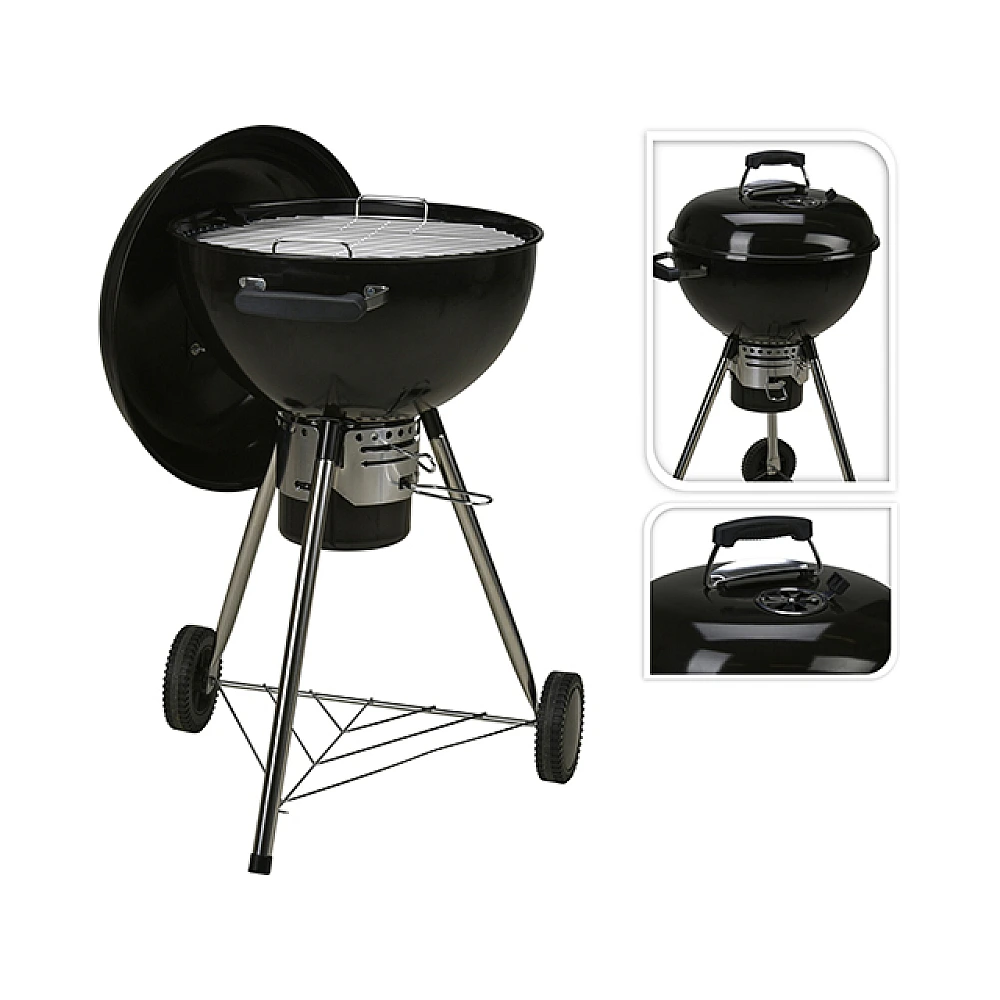 Gratar rotund cu picioare BBQ, D54cm, H94cm, cu grilaj