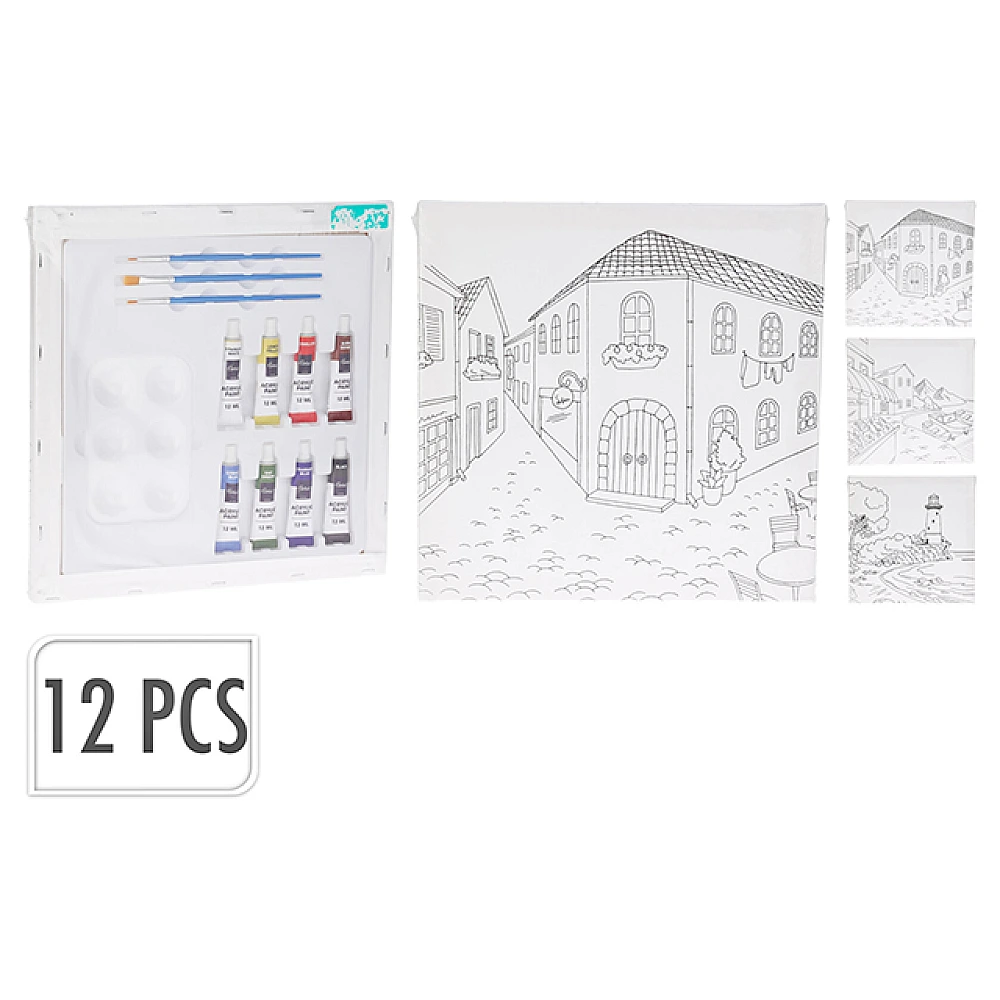 Set creativ: panza 30X30X1.6 cm, 8 vopsele, 3 pensule+paleta