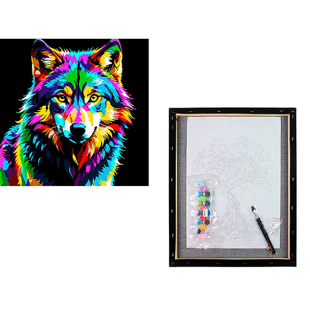 Pictura dupa numere Animale pe fundal negru 30X30 cm 