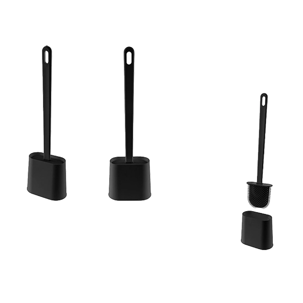 Perie WC cu suport Econova Slim 11.5X5.8X35.7 cm, negru