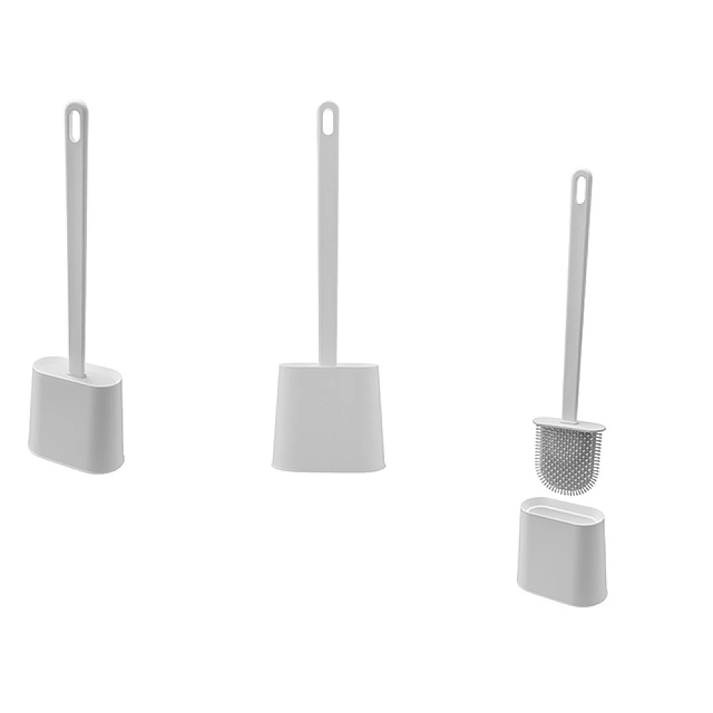 Perie WC cu suport Econova Slim 11.5X5.8X35.7 cm, gri deschis