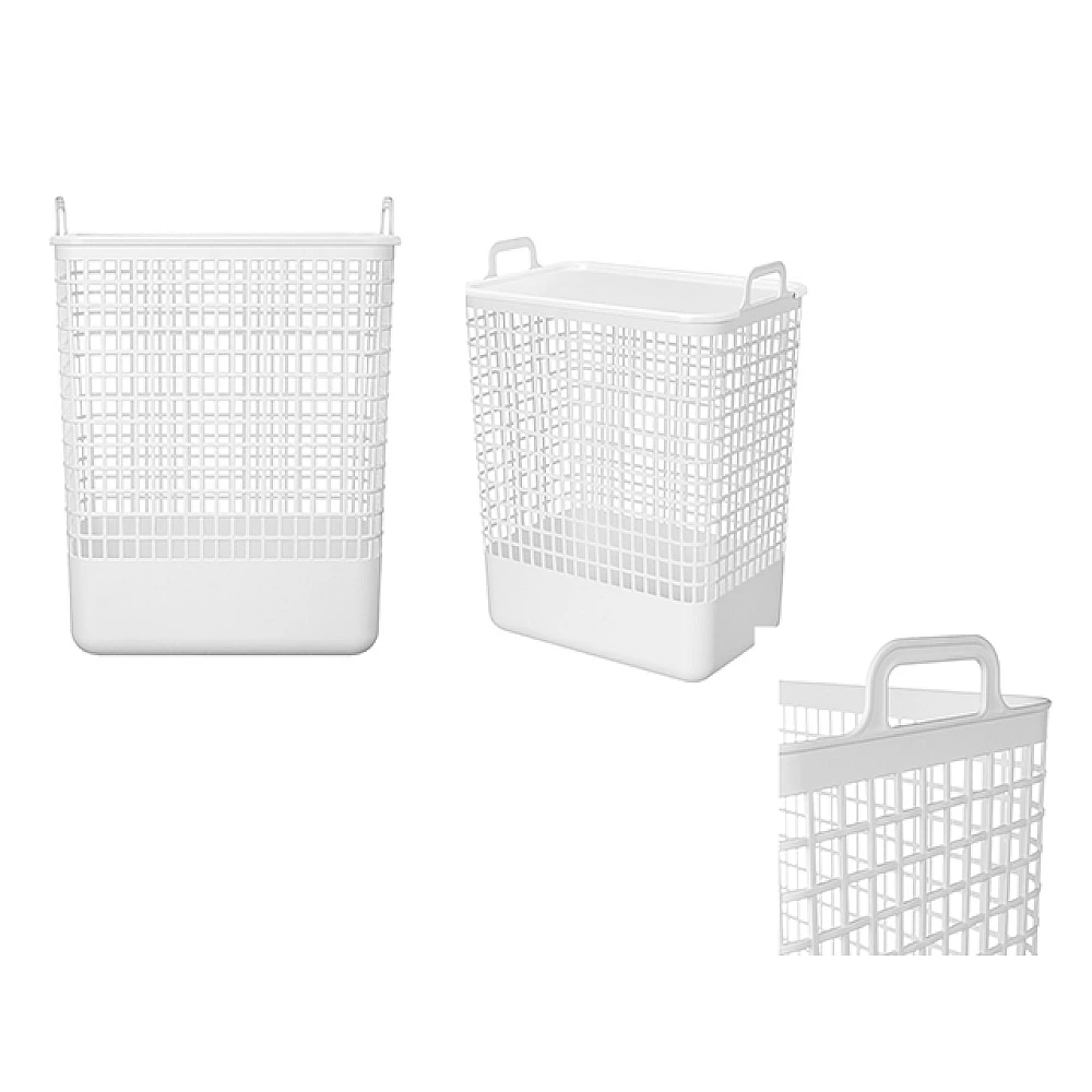 Cos pentru rufe cu capac Econova Kobo 35 l, 38X26.2X50 cm, alb