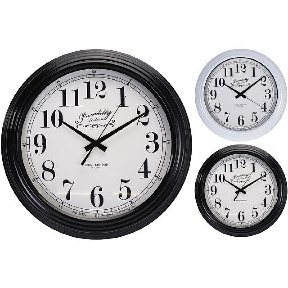 Ceas de perete rotund 41cm, H9cm, metal, 2 culori