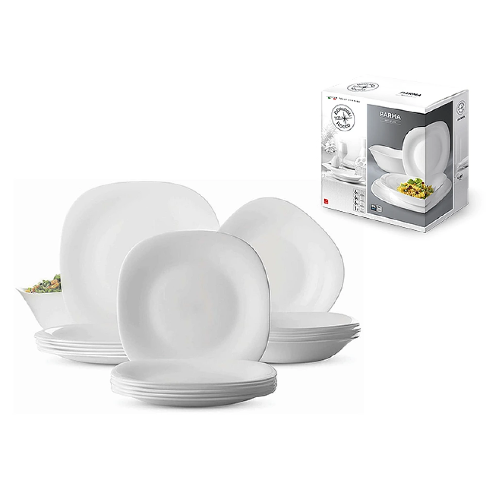 Set farfurii Bormioli Parma 19buc, sticla de opal