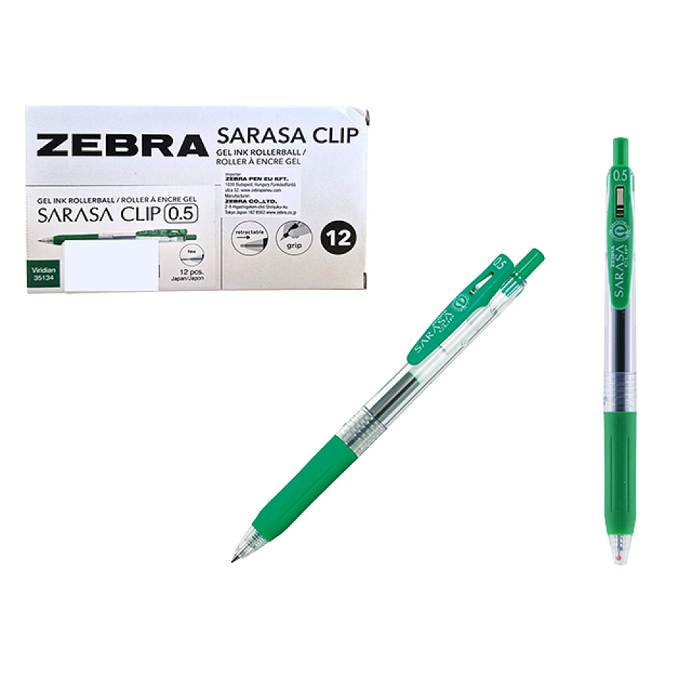 Zebra Pix cu gel Sarasa Clip Dark Green, 0.5 mm, verde inchis