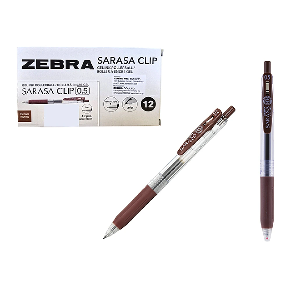 Pix cu gel Zebra Sarasa Clip Brown, 0.5 mm, maro