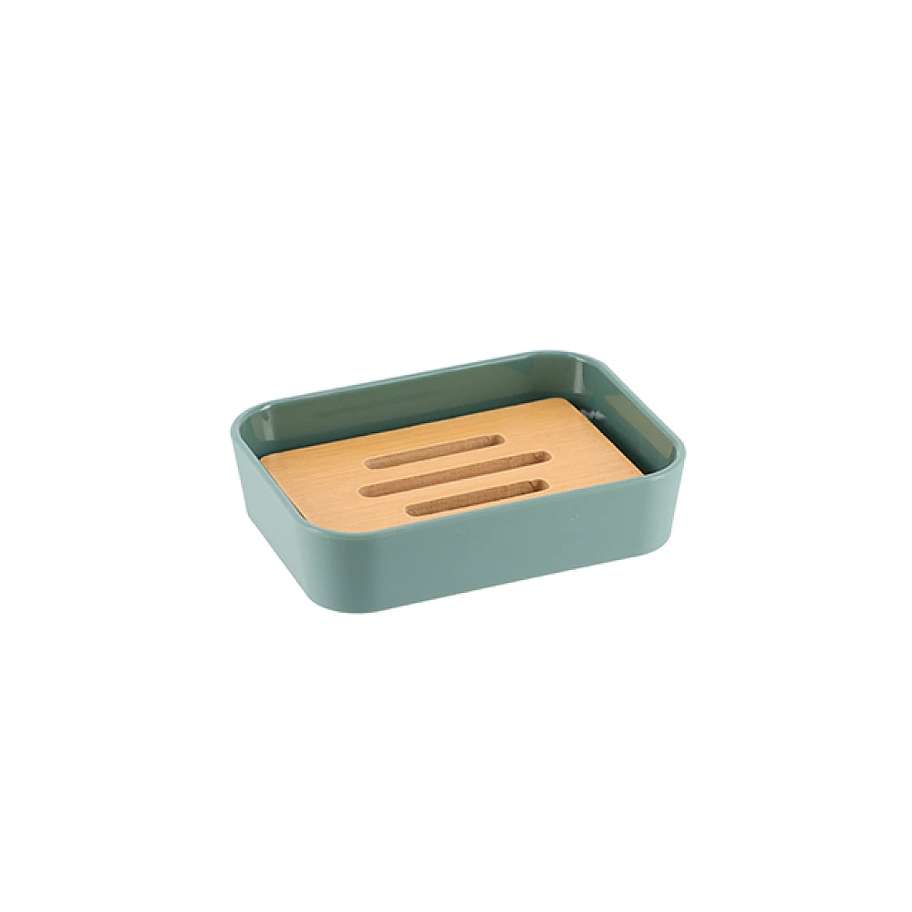 Săpunieră Tendance Rubber suport bambus, verde, plastic
