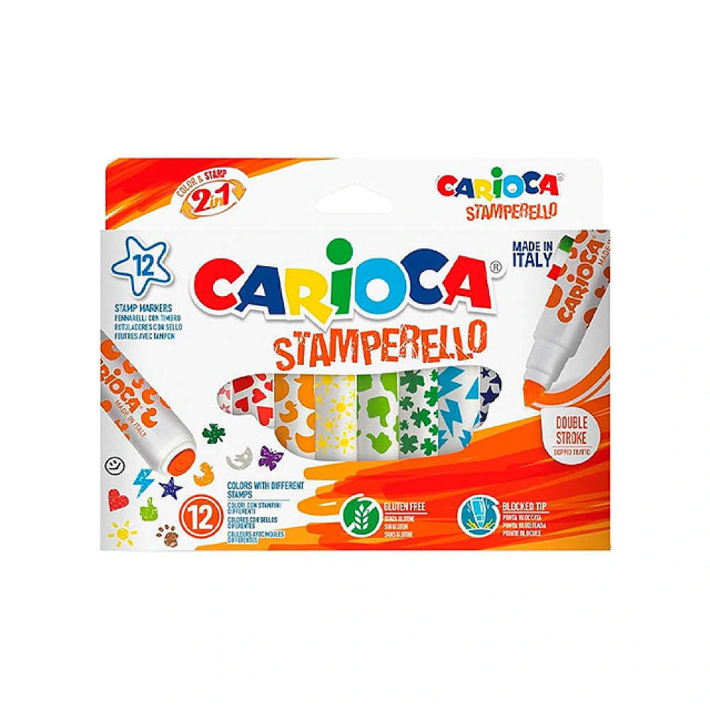 Set markere cu stampile 12buc Carioca Stamperello