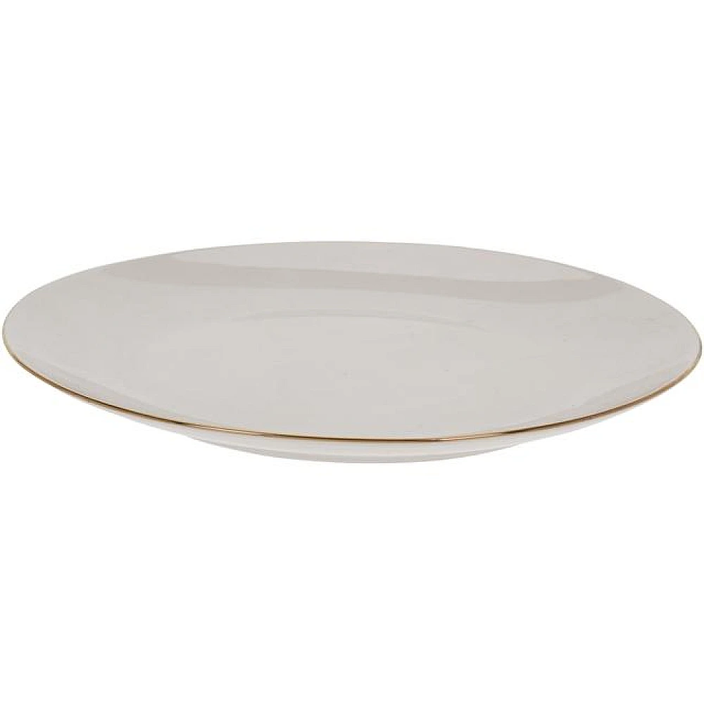 Farfurie de servire 26.5cm Golden Rim, alba, din portelan