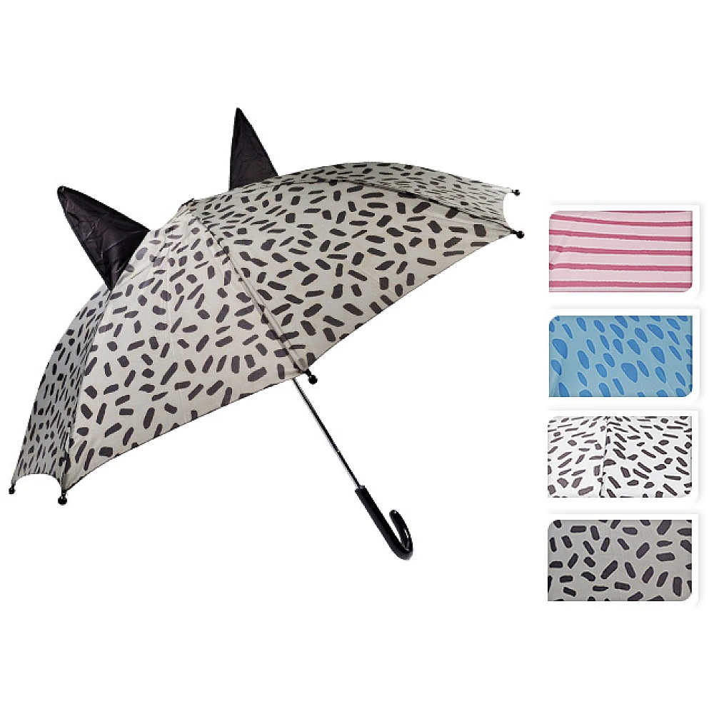 Umbrela tip baston pentru copii D78 cm, cu urechiusi, poliester