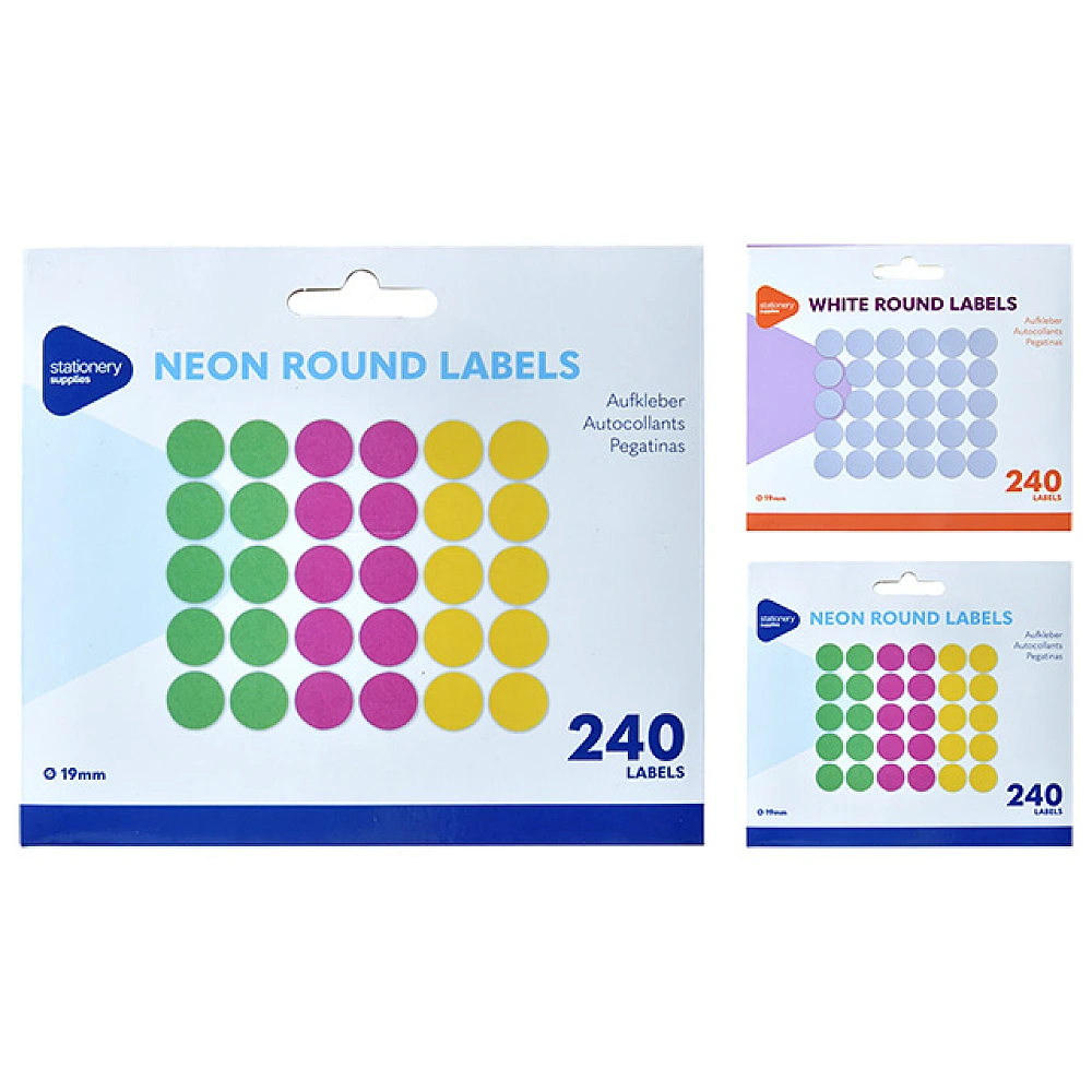 Set etichete colorate 240 buc. D19 mm