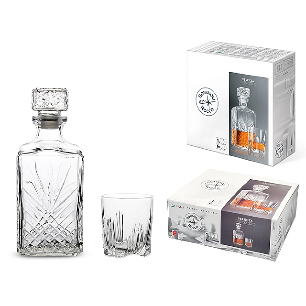 Set garafa 1l si 6 pahare pentru whisky Selecta