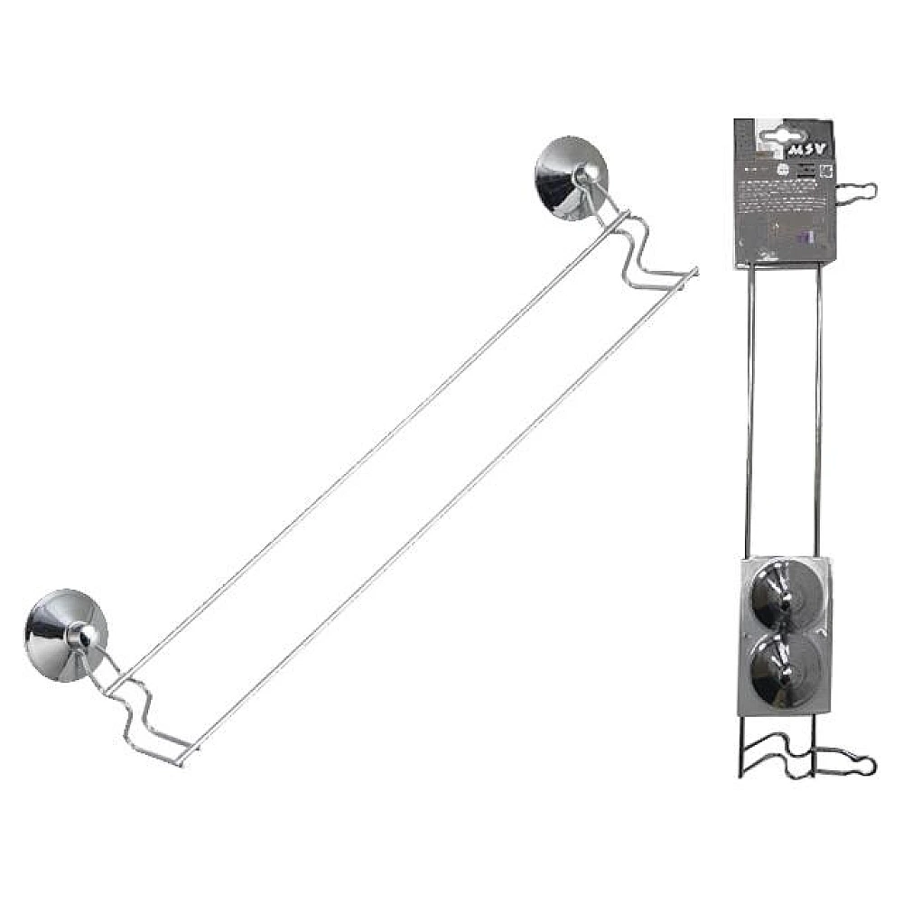 Suport pentru prosoape dubla MSV 50cm, pe ventuze Super Ventosas, crom