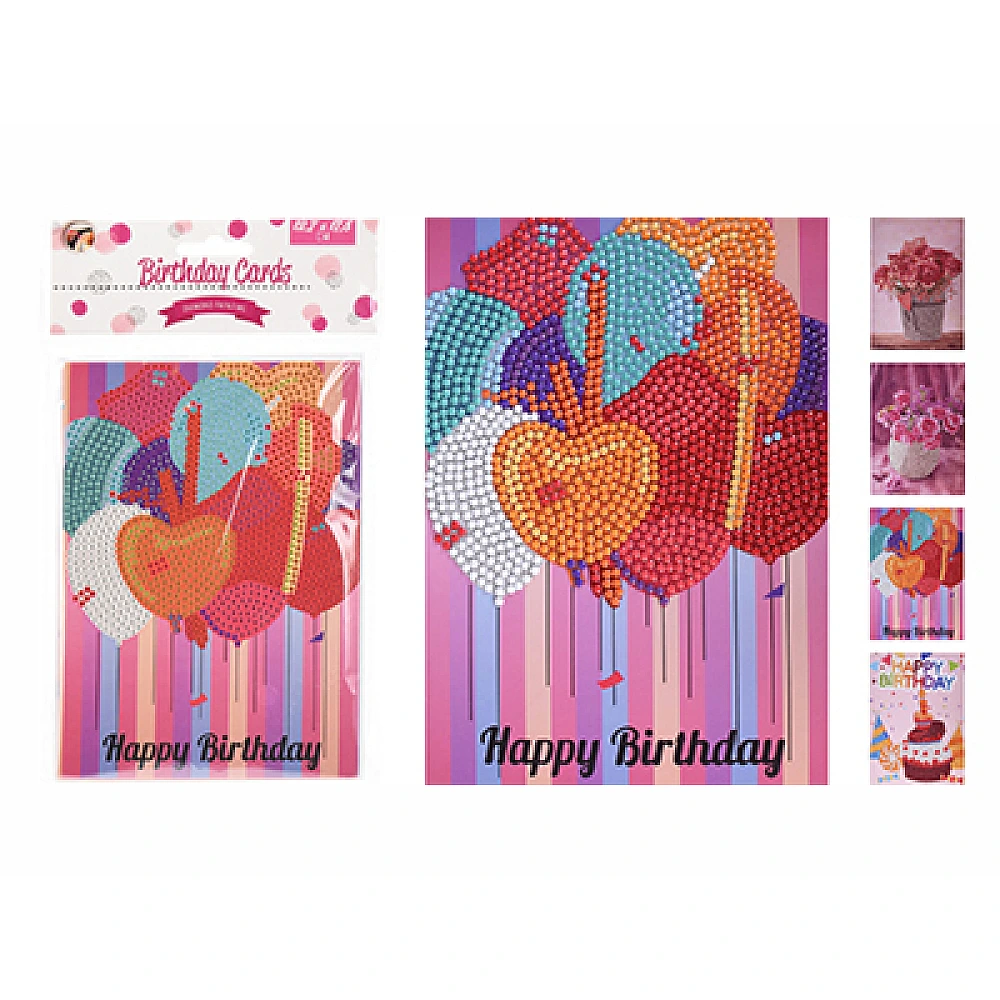 Set creativ pentru broderie cu diamante: 2 carti postale, 2 plicuri 