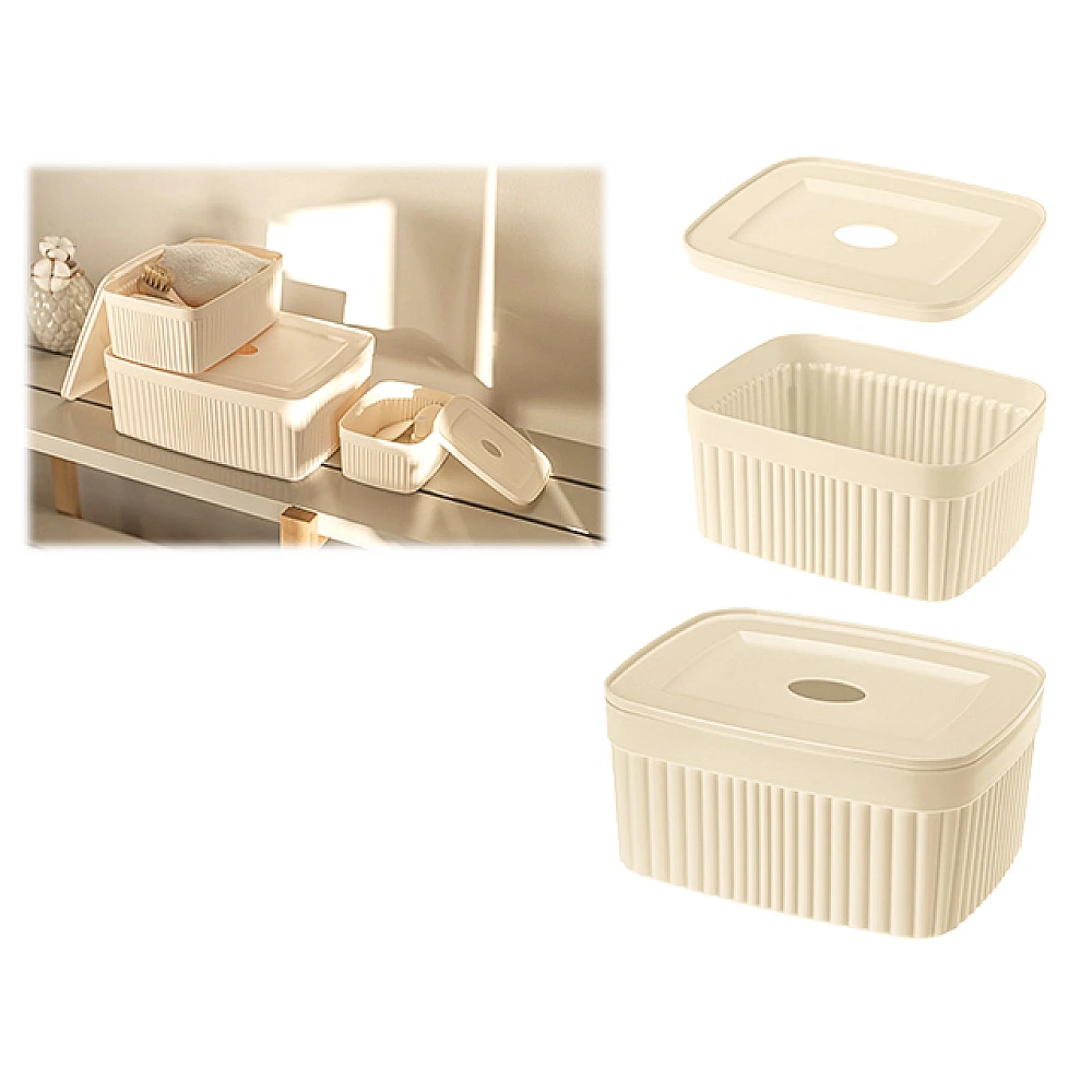 Cutie de depozitare Econova Velvet 0.9l, 15Х11.5Х7cm, fildes, cu capac