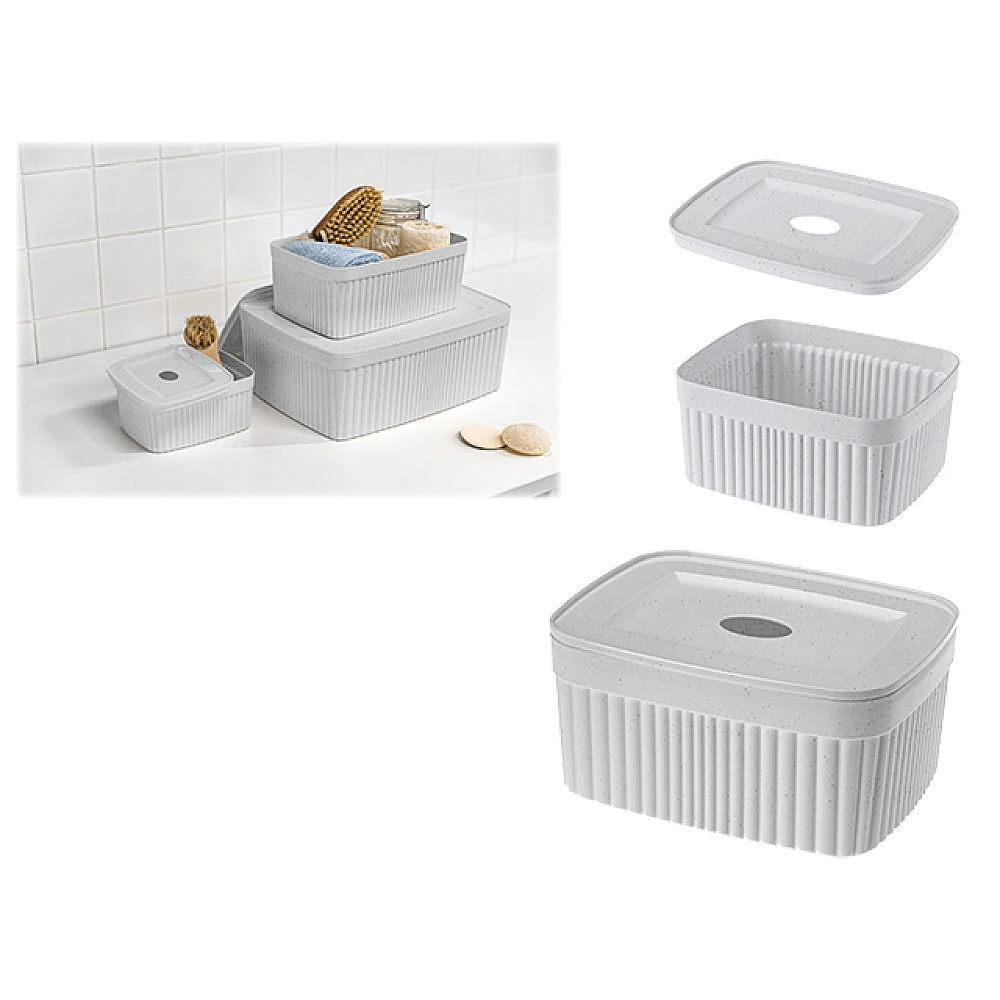 Cutie de depozitare Econova Velvet 0.9l, 15Х11.5Х7cm, gri, cu capac