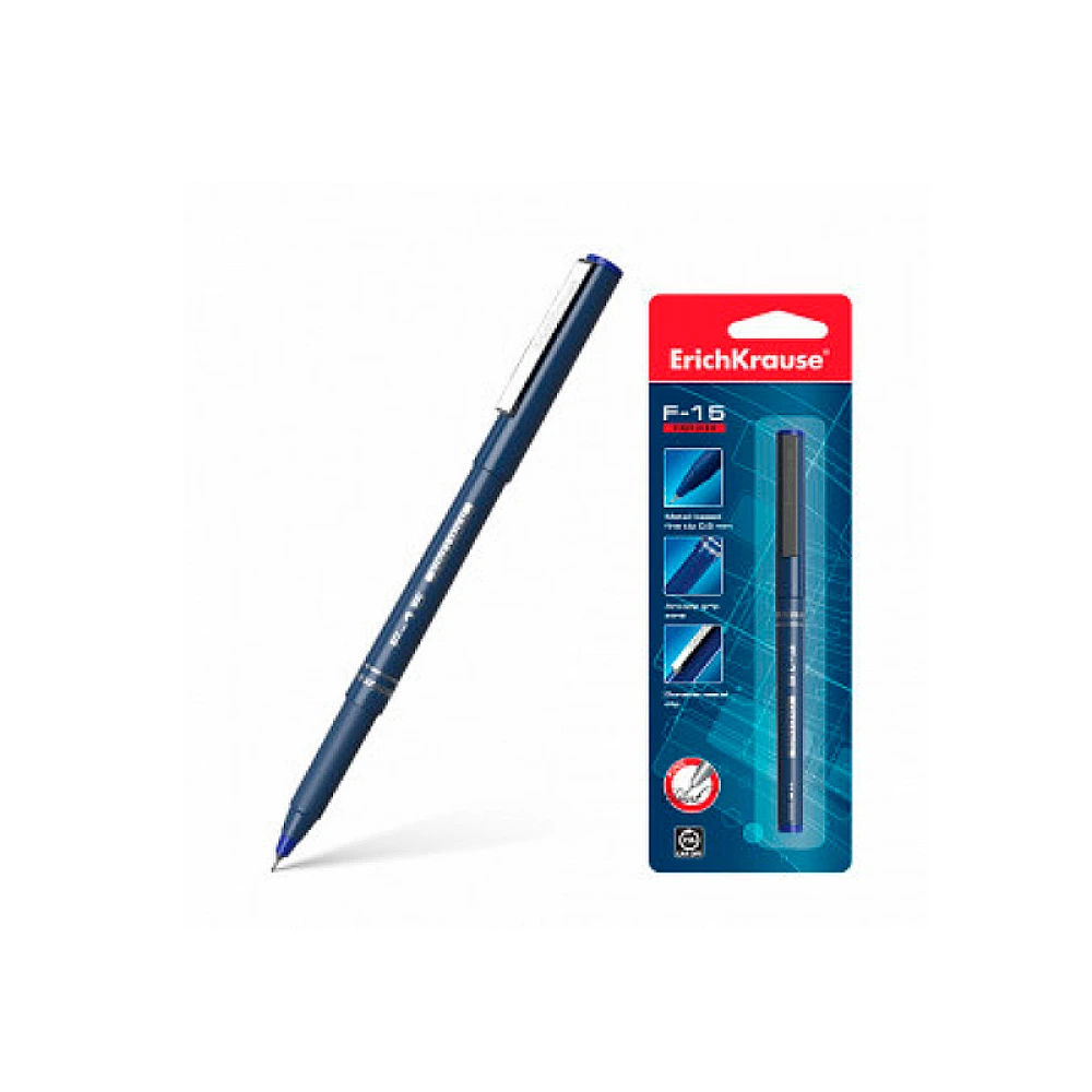 Pix cu varf capilar ErichKrause F-15 Stick Classic, albastru, blister