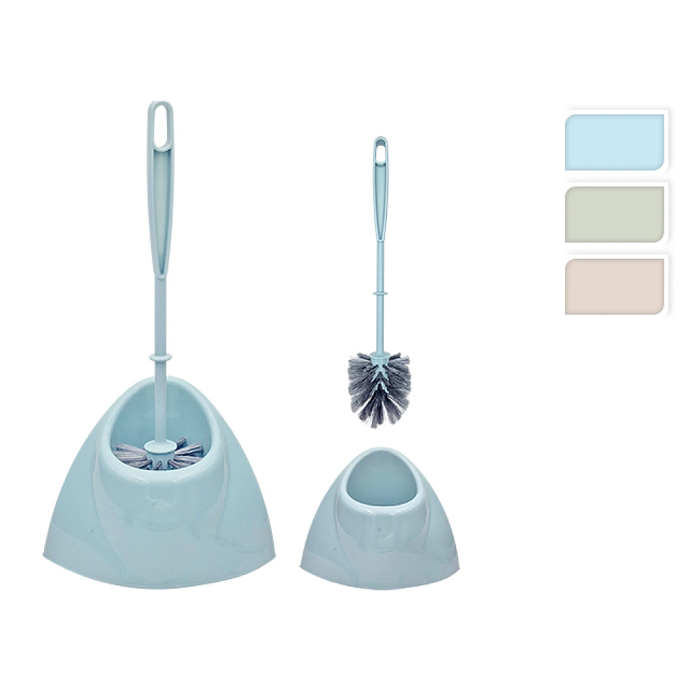 Perie WC cu suport tip colt Bathroom 39 cm, peri colorati, plastic