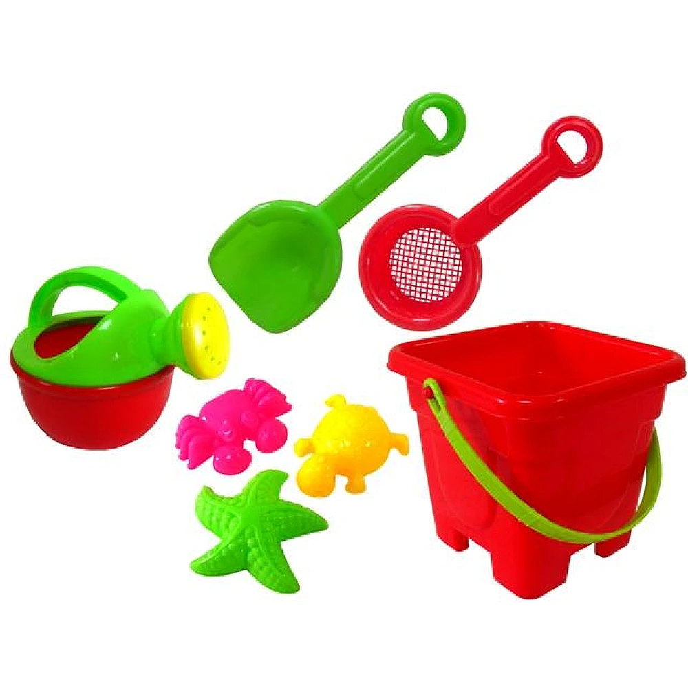 Set de jucarii si sitapentru nisip in caldarusa mini 7buc, 12.5X12cm