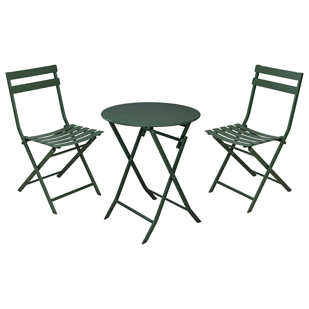 Set mobilier 3 unitati: masa D60, H71 cm si 2 scaune 50X42XH81 cm, verde