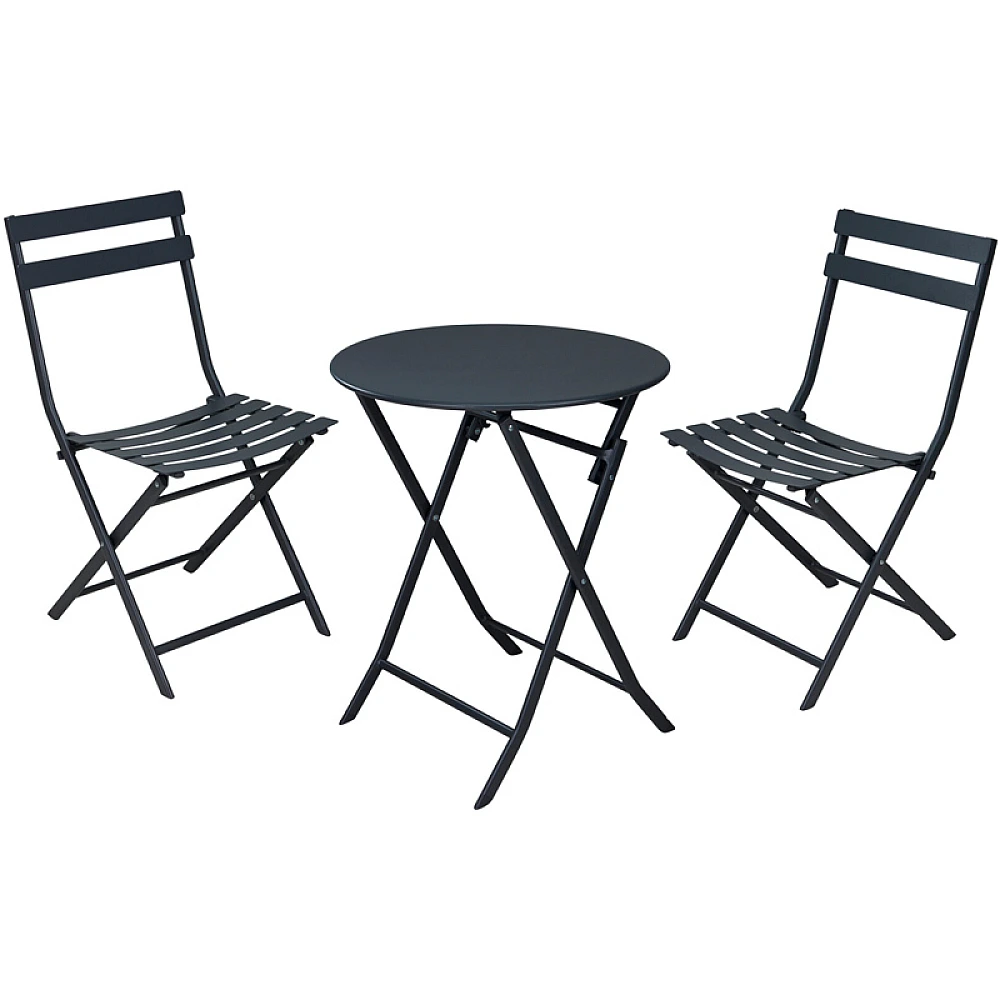 Set mobilier 3 unitati: masa D60, H71 cm si 2 scaune 50X42XH81 cm, gri