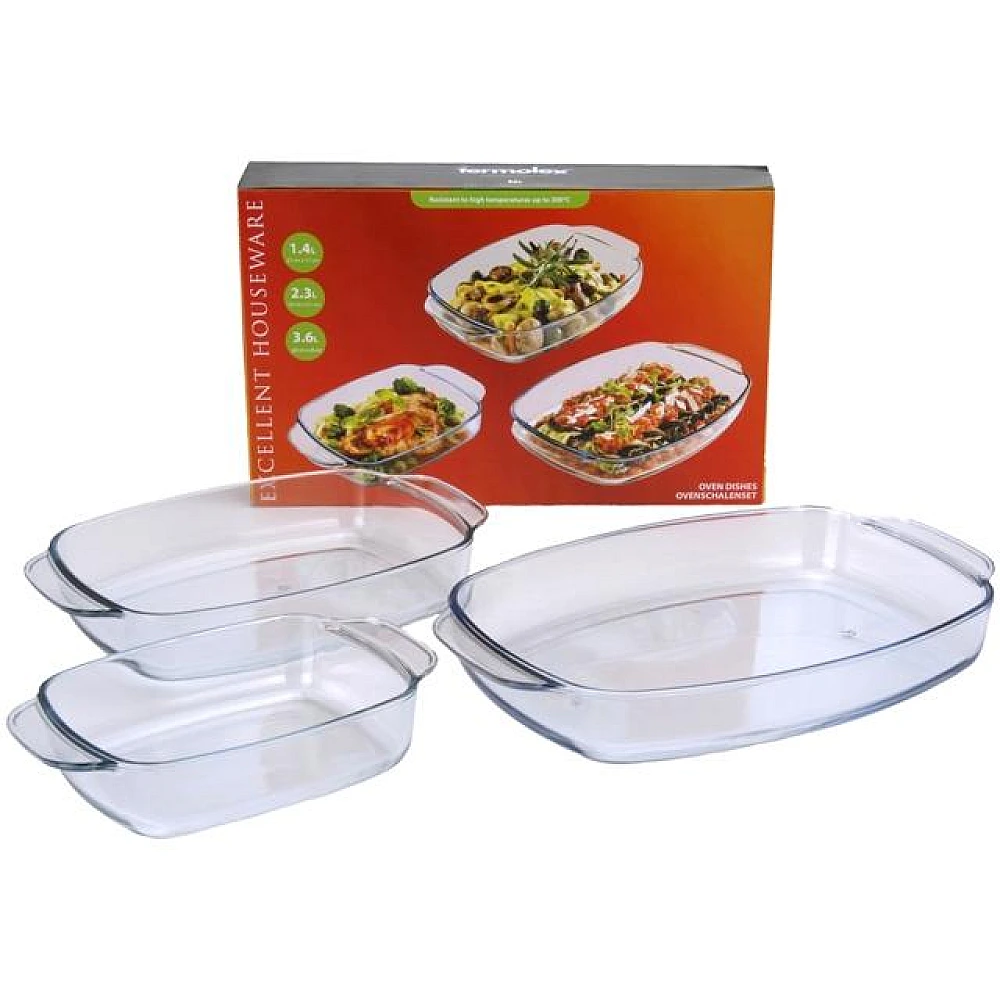 Set forma pentru MU/cuptor 3buc, 1.4l/2.3l/3.6l, dreptunghiulara