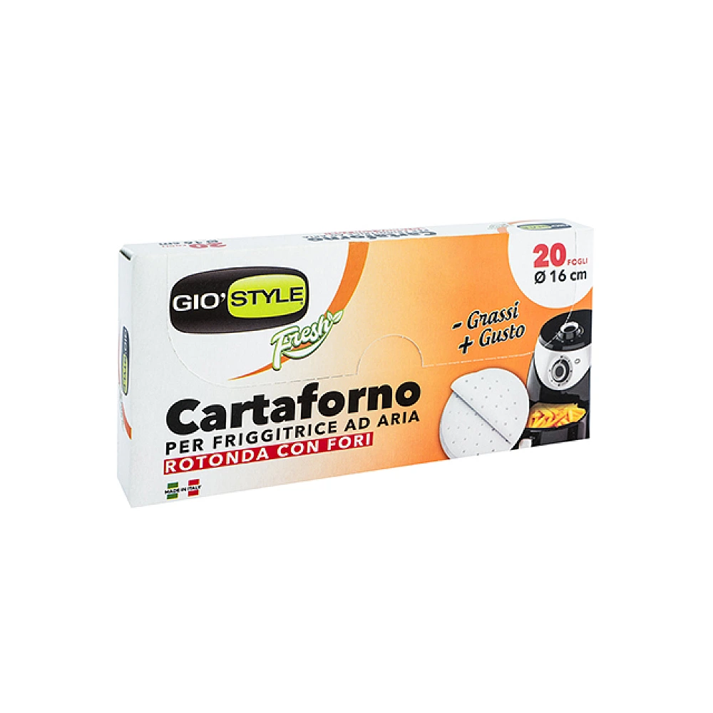 Hartie pergament cu perforații pentru friteuză cu aer cald Gio’Style D16 cm, 20buc
