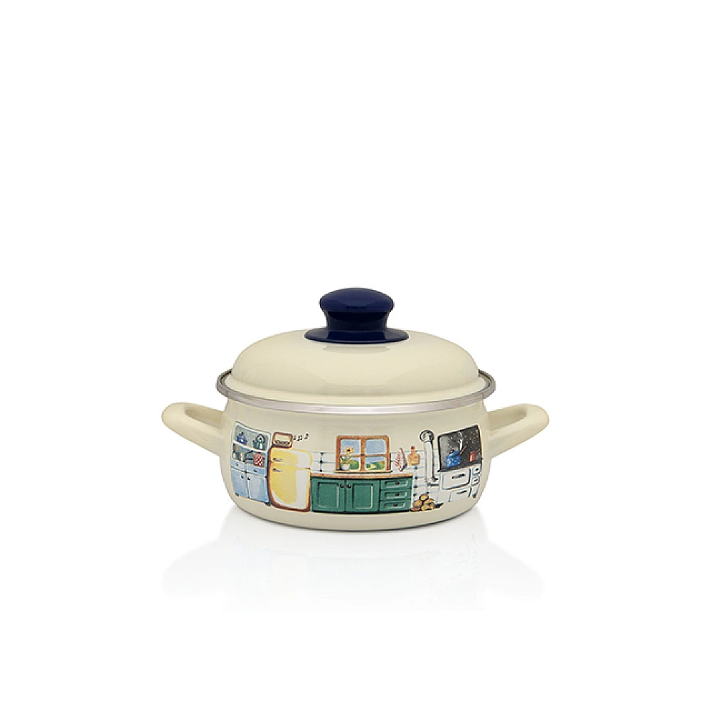 Cratita emailata SweetHome 16cm, 1.5l, capac din metal