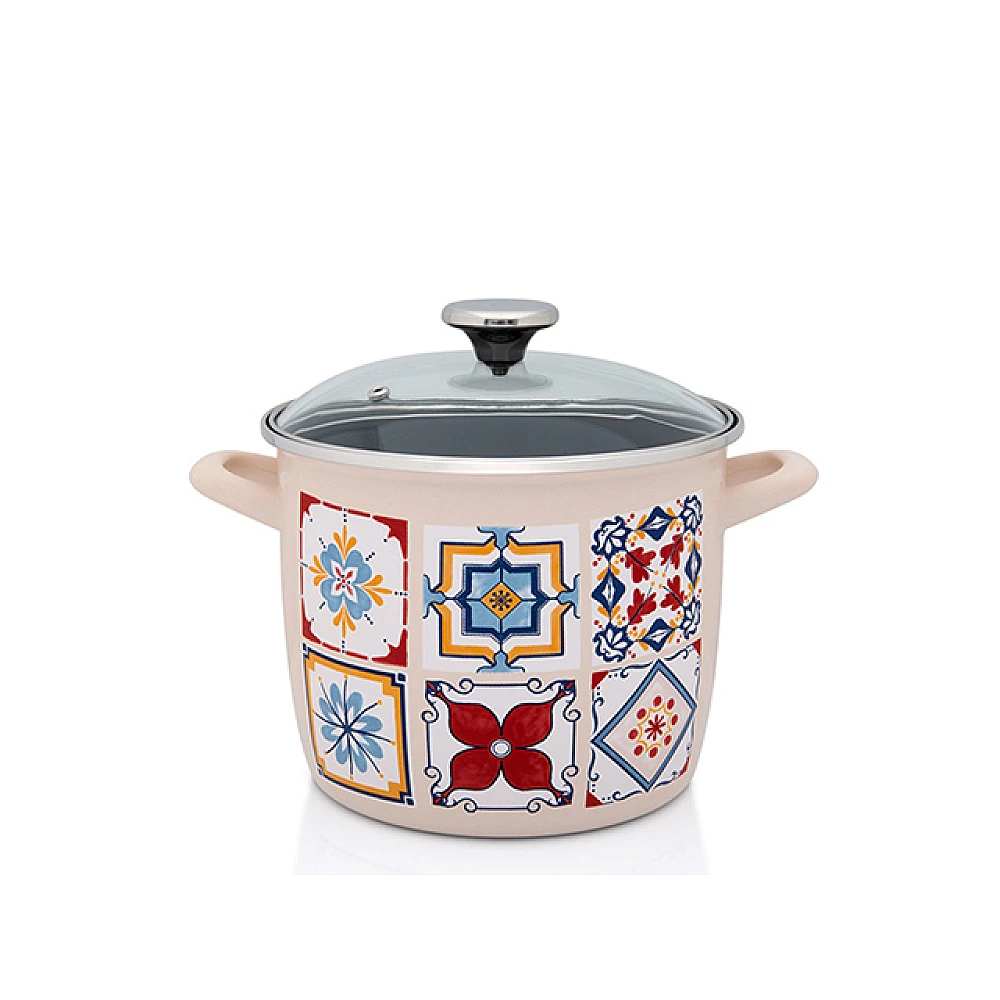 Cratita emailata Imperial 20cm, 5.1l, capac din sticla